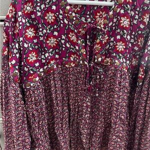 Free People Pink and Green Floral shirt/lightweight jacket